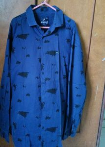 Men's Blue Printed Casual Shirt