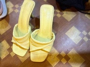 Yellow Heeled Mules