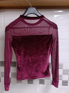 Sheer Velvet Long Sleeve Top