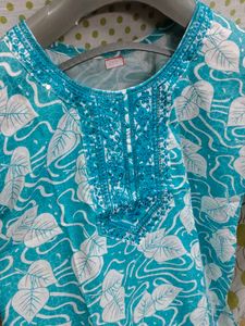 Blue Leaf Print Kurta top