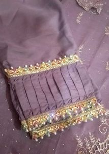 new embroidered Lavender Kurta Set