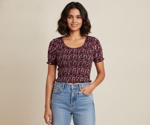 ONLY Smocked Floral Crop Top