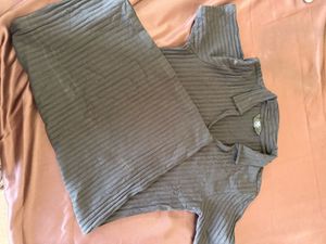Ribbed Knit Collared V-Neck Dress