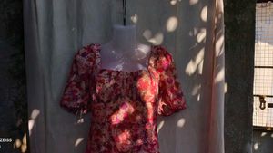 461110. Floral Ruched Mini Dress