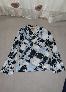 Top with navy blue skirt co-ords