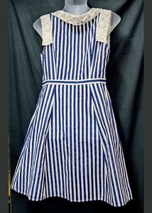 Classic Striped Dress with Crochet Collar