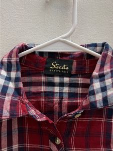 Red Plaid Button-Up Shirt
