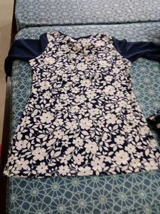 Navy Floral Print Top