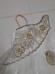 White &amp; Gold Embellished Dress