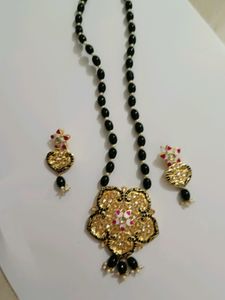 Black Long Beads Mala Set