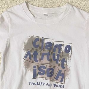 White Graphic Print baby Tee