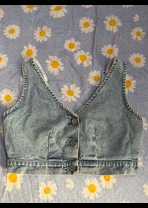 Light Wash Denim Crop Top