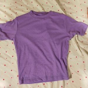 Cute Purple Ribbed Crop Top