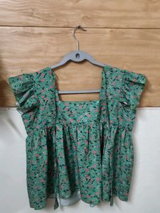 Green Floral Print Top