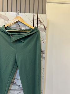 Stylish Green Wide-Leg Pants, Waist- 36/34