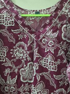V-Neck Floral Print Kurta
