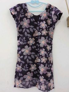 🪻Violet Short floral kurti