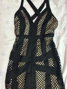 Chic Black Mesh Cocktail Dress