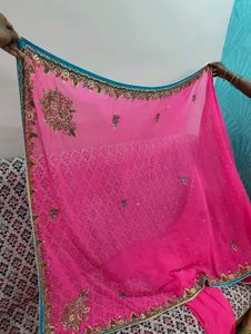Beautiful Pink Embellished Saree