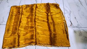 Orange Saree with Intricate Lace Border