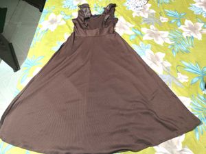 Mast ❤‍🔥Brown Ribbed Dress with Ruffle Sleeves