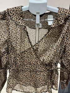 Animal Print Wrap Top