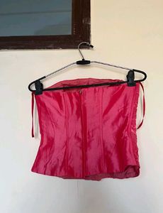 Chic Pink Ruched Corset Top