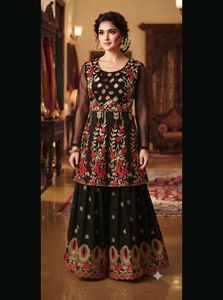 Black & Red Embroidered Lehenga Choli