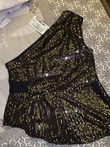 Embellished One Shoulder Top