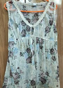 Vintage Floral Rosa Cheri Lace Mesh Vest Top
