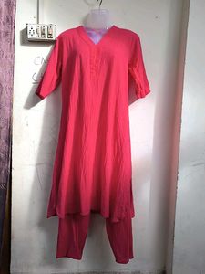 dark pink pure cotton kurta set