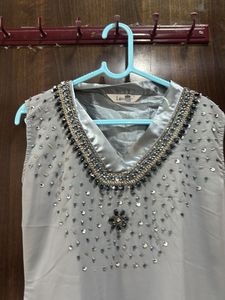 Elegant Grey Embellished Kurta