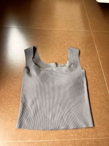 Sleek Grey Ribbed Tank Top