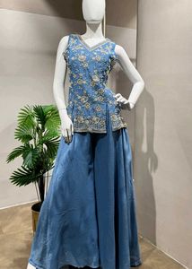 💙✨️Blue Embroidered Sharara Set✨️💙