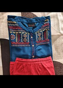Boho Embroidered Blue Kurti