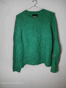 Green Textured Knit Sweater