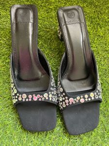 Unused Sparkling Embellished Black Heels