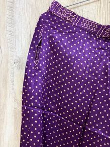Vibrant Purple Bandhani Kurta Set with dupatta