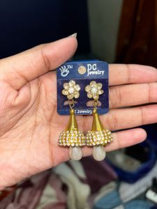 Elegant Jhumka Earrings with Pearls