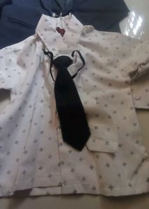 Used only once Boy's White Shirt & Tie Set
