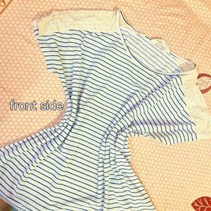Striped Casual oversized tshirt with Lace Detail