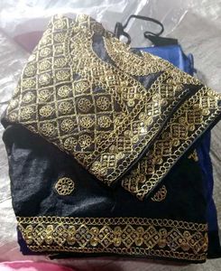 Black Embroidered  South Indian Design Blouse