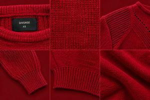 DEEP RED TEXTURED KNIT SWEATER