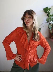 Aesthetic Orange ruffle top
