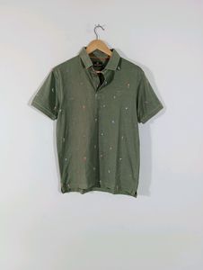 Olive Green Printed Casual T-shirt (Men)