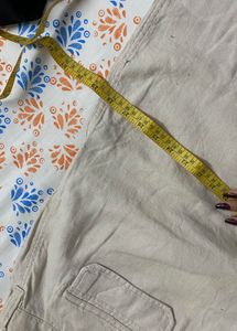 Beige Linen Drawstring Pants