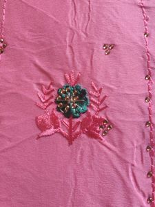 Embroidered Pink Kurta Fabric