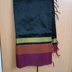 Elegant Black Saree with Gold Border
