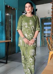 Olive Green Printed Kurta Set