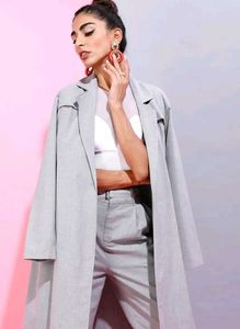Chic Grey Trench Coat size S